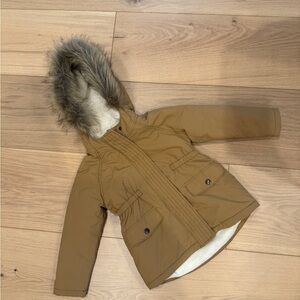 Old Navy Tan Hooded Puffer Jacket for Kids